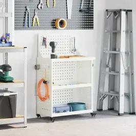 Instrumentu Ratiņi Ar Plauktu Ar Riteni Balts 65 X 35 X 111 Cm Vidaxl