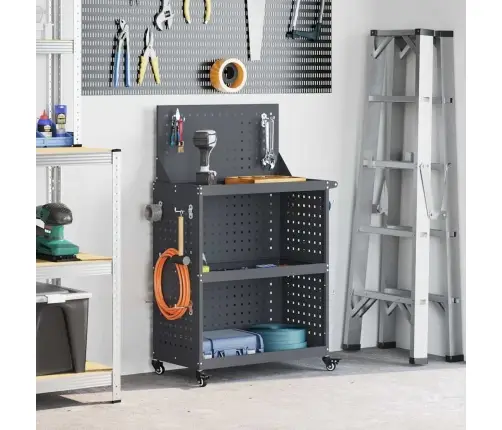 Įrankių Vežimėlis Su Lentyna Antracitas 65 X 35 X 111 Cm