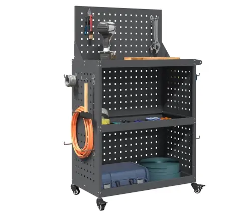 Įrankių Vežimėlis Su Lentyna Antracitas 65 X 35 X 111 Cm