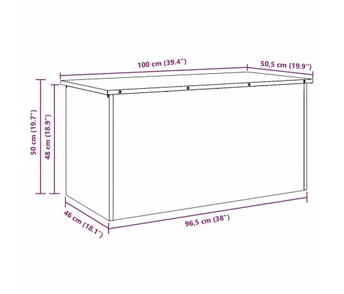 Lauko Saugojimo Dėžė Antracitas 100 X 50,5 X 50 Cm Plienas