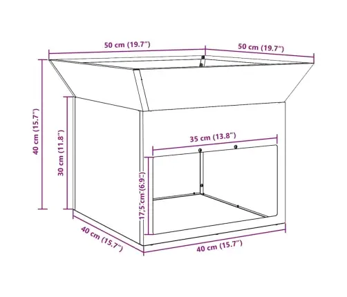 Uguns Bedre Melna 50 X 50 X 40 Cm Tērauds Vidaxl