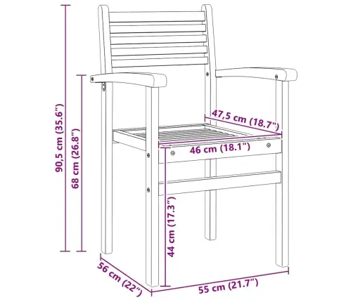 Dārza Saliekamās Krēsli 4 Pcs Brūna 55.5 X 55.5 X 90 Cm Vidaxl