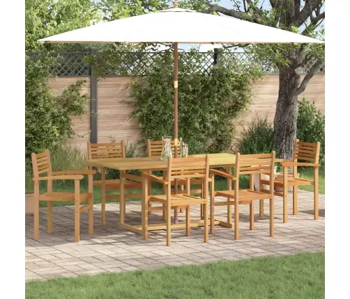 Dārza Ēdamgalds 7 Pcs Brūna Ciets Tekša Koks Vidaxl