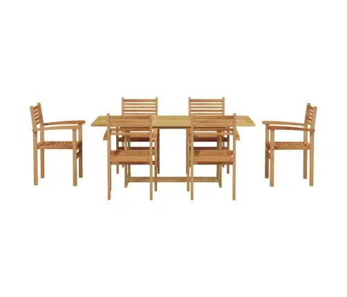 Sodo Valgomojo Komplektas 7 Pcs Ruda Kieto Teka Medžio