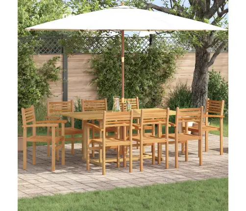 Dārza Ēdamgalds 9 Pcs Brūna Ciets Tekša Koks Vidaxl