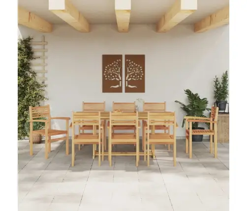 Dārza Ēdamgalds 9 Pcs Brūna Ciets Tekša Koks Vidaxl