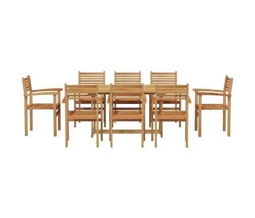 Dārza Ēdamgalds 9 Pcs Brūna Ciets Tekša Koks Vidaxl