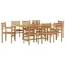 Dārza Ēdamgalds 9 Pcs Brūna Ciets Tekša Koks Vidaxl