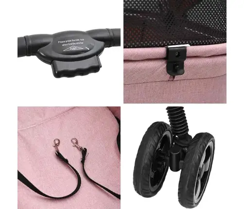 Kokkupandav Lemmikloomade Kärud Roosa 81 X 47 X 99 Cm Polüester