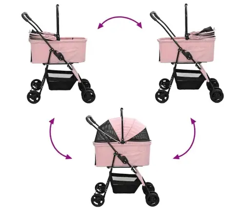 Kokkupandav Lemmikloomade Kärud Roosa 81 X 47 X 99 Cm Polüester