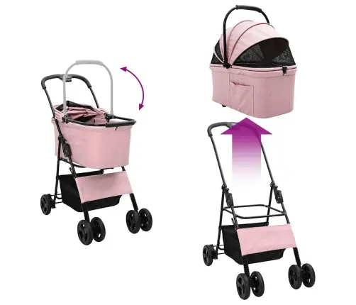 Kokkupandav Lemmikloomade Kärud Roosa 81 X 47 X 99 Cm Polüester