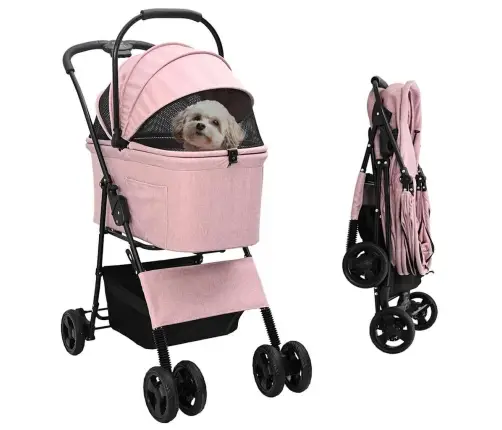 Kokkupandav Lemmikloomade Kärud Roosa 81 X 47 X 99 Cm Polüester