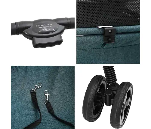 Saliekams Mājdzīvnieku Ratiņš Regulējams Zaļa 81 X 47 X 99 Cm Vidaxl