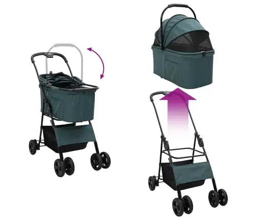 Saliekams Mājdzīvnieku Ratiņš Regulējams Zaļa 81 X 47 X 99 Cm Vidaxl