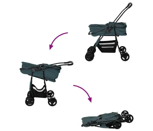 Saliekams Mājdzīvnieku Ratiņš Regulējams Zaļa 81 X 47 X 99 Cm Vidaxl