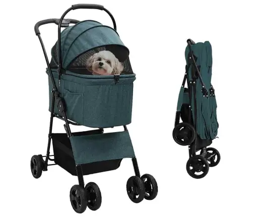 Saliekams Mājdzīvnieku Ratiņš Regulējams Zaļa 81 X 47 X 99 Cm Vidaxl