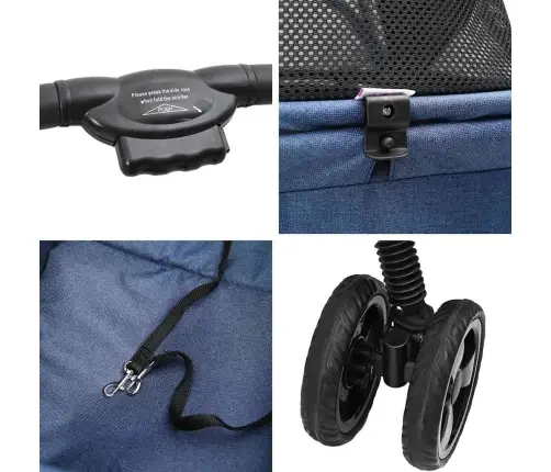 Saliekams Mājdzīvnieku Ratiņš Regulējams Zila 81 X 47 X 99 Cm Vidaxl