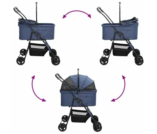 Saliekams Mājdzīvnieku Ratiņš Regulējams Zila 81 X 47 X 99 Cm Vidaxl