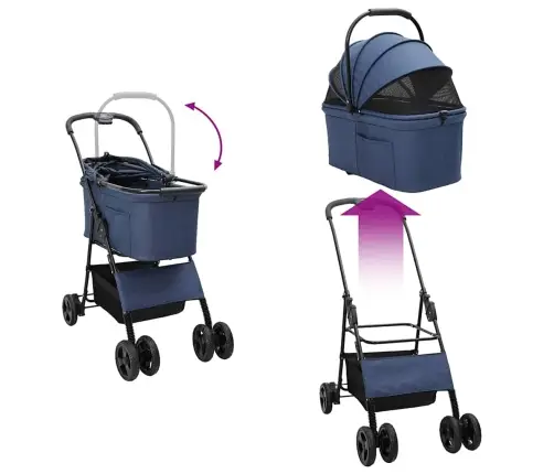 Saliekams Mājdzīvnieku Ratiņš Regulējams Zila 81 X 47 X 99 Cm Vidaxl