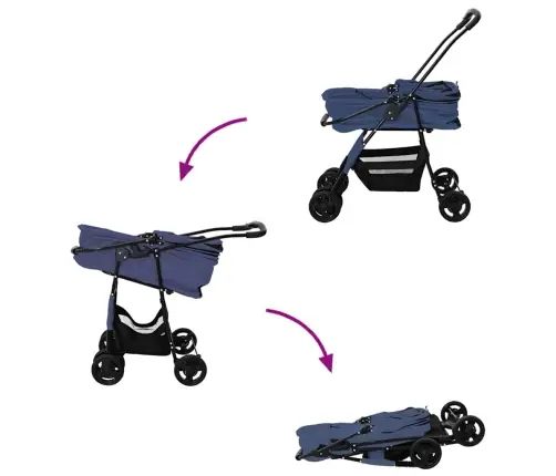 Saliekams Mājdzīvnieku Ratiņš Regulējams Zila 81 X 47 X 99 Cm Vidaxl