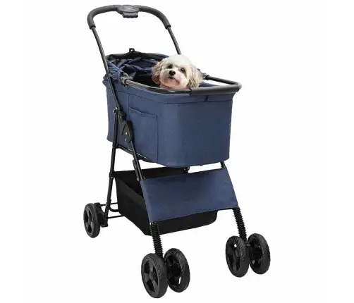 Saliekams Mājdzīvnieku Ratiņš Regulējams Zila 81 X 47 X 99 Cm Vidaxl