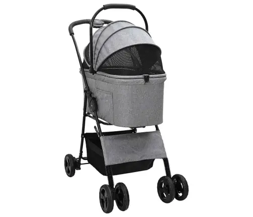 Saliekams Mājdzīvnieku Ratiņš Regulējams Pelēka 81 X 47 X 99 Cm Vidaxl