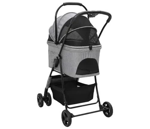 Saliekams Mājdzīvnieku Ratiņš Regulējams Pelēka 81 X 47 X 99 Cm Vidaxl