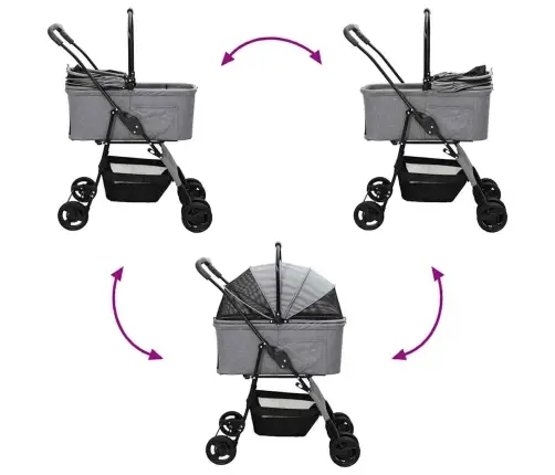 Saliekams Mājdzīvnieku Ratiņš Regulējams Pelēka 81 X 47 X 99 Cm Vidaxl