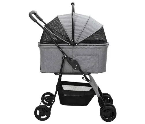 Saliekams Mājdzīvnieku Ratiņš Regulējams Pelēka 81 X 47 X 99 Cm Vidaxl