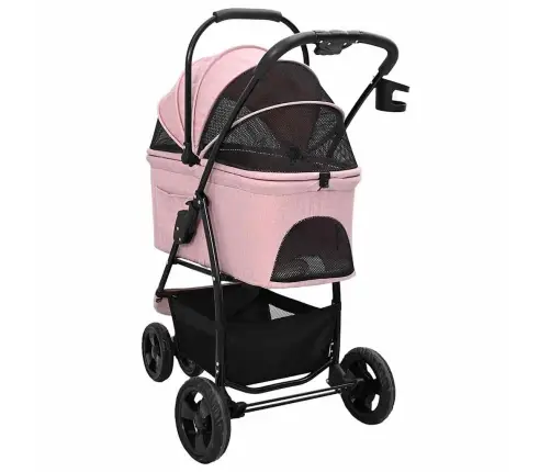 Saliekams Mājdzīvnieku Ratiņš Regulējams Rozā 78 X 54 X 101 Cm Vidaxl