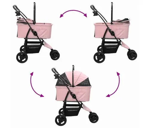 Saliekams Mājdzīvnieku Ratiņš Regulējams Rozā 78 X 54 X 101 Cm Vidaxl
