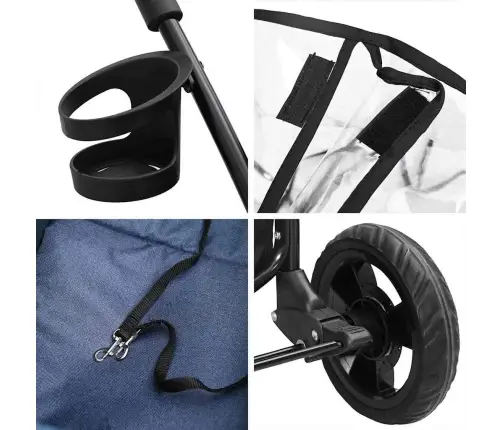 Saliekams Mājdzīvnieku Ratiņš Regulējams Zila 78 X 54 X 101 Cm Vidaxl