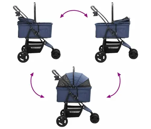 Saliekams Mājdzīvnieku Ratiņš Regulējams Zila 78 X 54 X 101 Cm Vidaxl