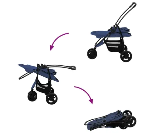 Saliekams Mājdzīvnieku Ratiņš Regulējams Zila 78 X 54 X 101 Cm Vidaxl
