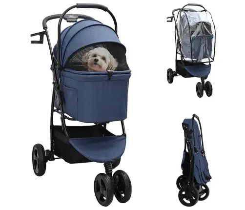 Saliekams Mājdzīvnieku Ratiņš Regulējams Zila 78 X 54 X 101 Cm Vidaxl