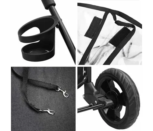 Saliekams Mājdzīvnieku Ratiņš Regulējams Melna 78 X 54 X 101 Cm Vidaxl