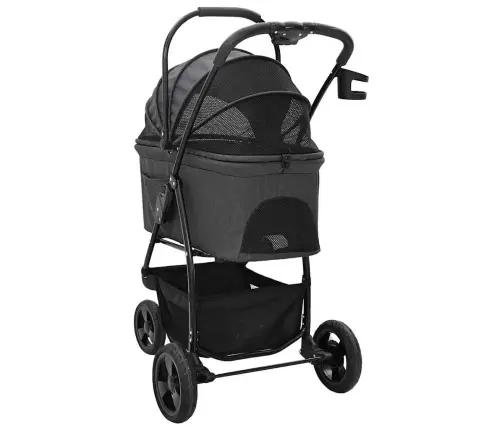 Saliekams Mājdzīvnieku Ratiņš Regulējams Melna 78 X 54 X 101 Cm Vidaxl