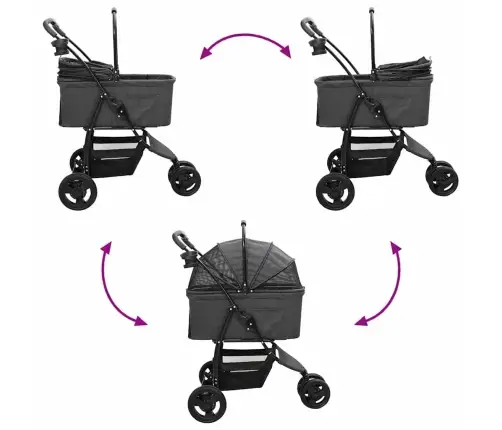Saliekams Mājdzīvnieku Ratiņš Regulējams Melna 78 X 54 X 101 Cm Vidaxl