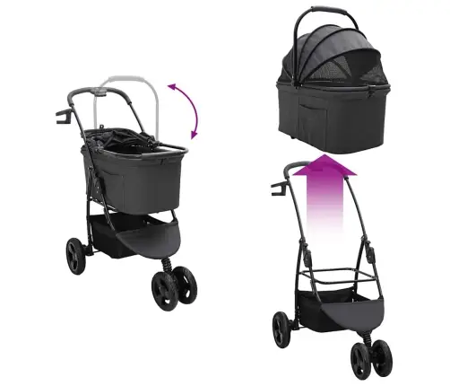 Saliekams Mājdzīvnieku Ratiņš Regulējams Melna 78 X 54 X 101 Cm Vidaxl