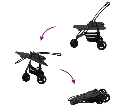 Saliekams Mājdzīvnieku Ratiņš Regulējams Melna 78 X 54 X 101 Cm Vidaxl