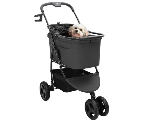 Saliekams Mājdzīvnieku Ratiņš Regulējams Melna 78 X 54 X 101 Cm Vidaxl