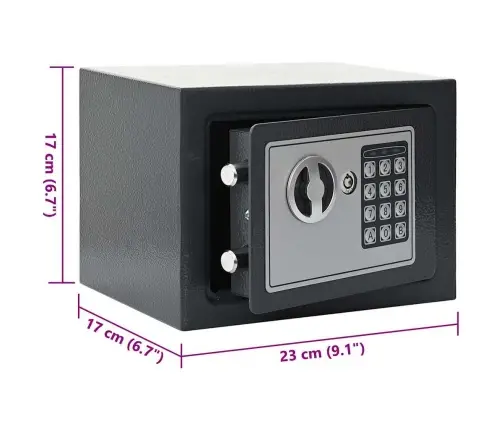 Skaitmeninis Seifas Tamsiai Pilka 23 X 17 X 17 Cm Plienas