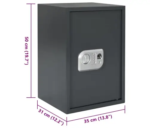 Elektroniskais Digitālais Seifs Ar Pirkstu Nospiedumu Slēdzeni 31X35X50 Cm Tērauds Vidaxl