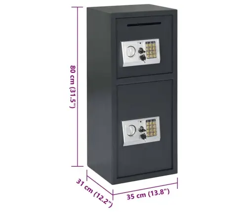 Skaitmeninis Seifas Tamsiai Pilka 35 X 31 X 80 Cm Plienas