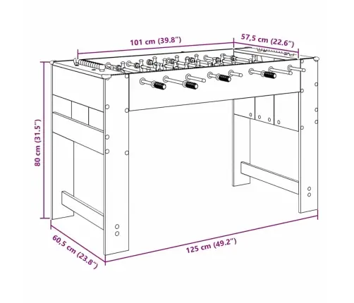 Frizbija Galds Vecs Koks 125 X 60,5 X 80 Cm Inženierijas Koks Vidaxl