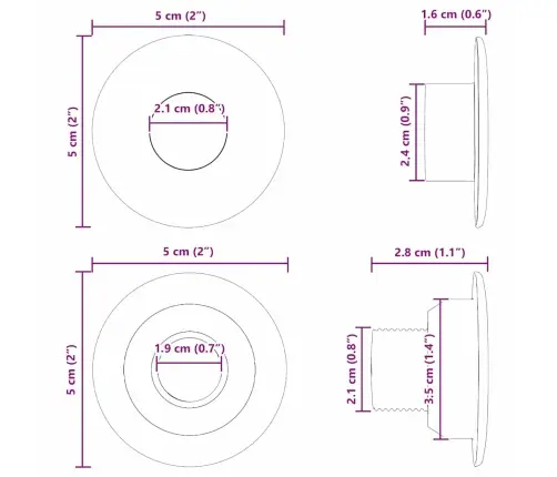 Futbola Galda Gultņi 5 X 5 X 2.8 Cm Stienim 10 Pcs Vidaxl
