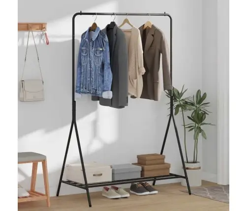 Apģērbu Stends Melns Metāls Vidējs Uzglabāšana Apģērbu Stends Vidaxl