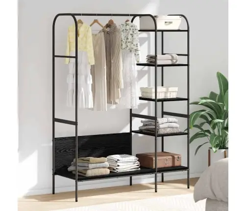 Drēbju Plaukts Ar Plauktiem Melna Ozola 120X44X160 Cm Inženiertehniskais Koks Vidaxl