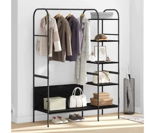 Drēbju Plaukts Ar Plauktiem Melna Ozola 120X44X160 Cm Inženiertehniskais Koks Vidaxl