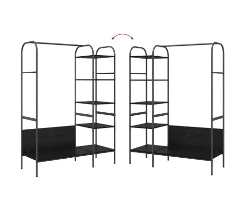 Drēbju Plaukts Ar Plauktiem Melna Ozola 120X44X160 Cm Inženiertehniskais Koks Vidaxl